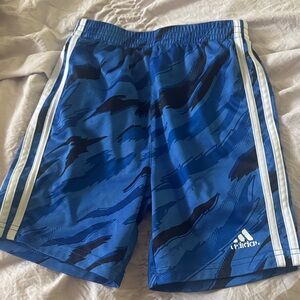 Adidas Blue Camo Shorts with White Stripes